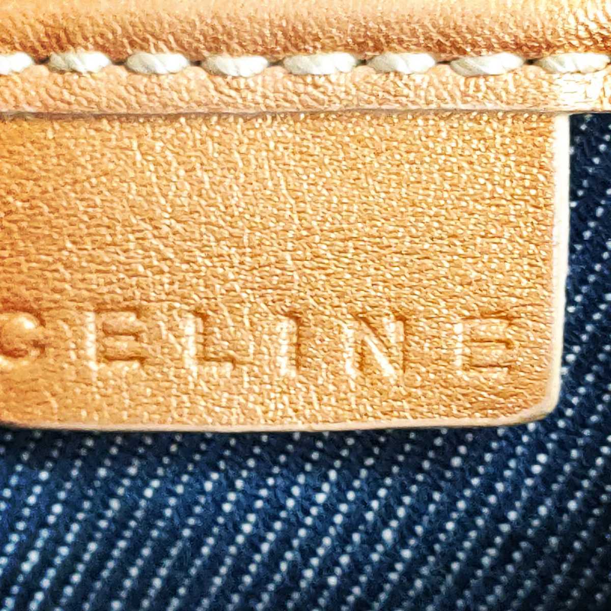 1円スタート CELINE セリーヌ マカダム柄 デニム レザー チェーン 