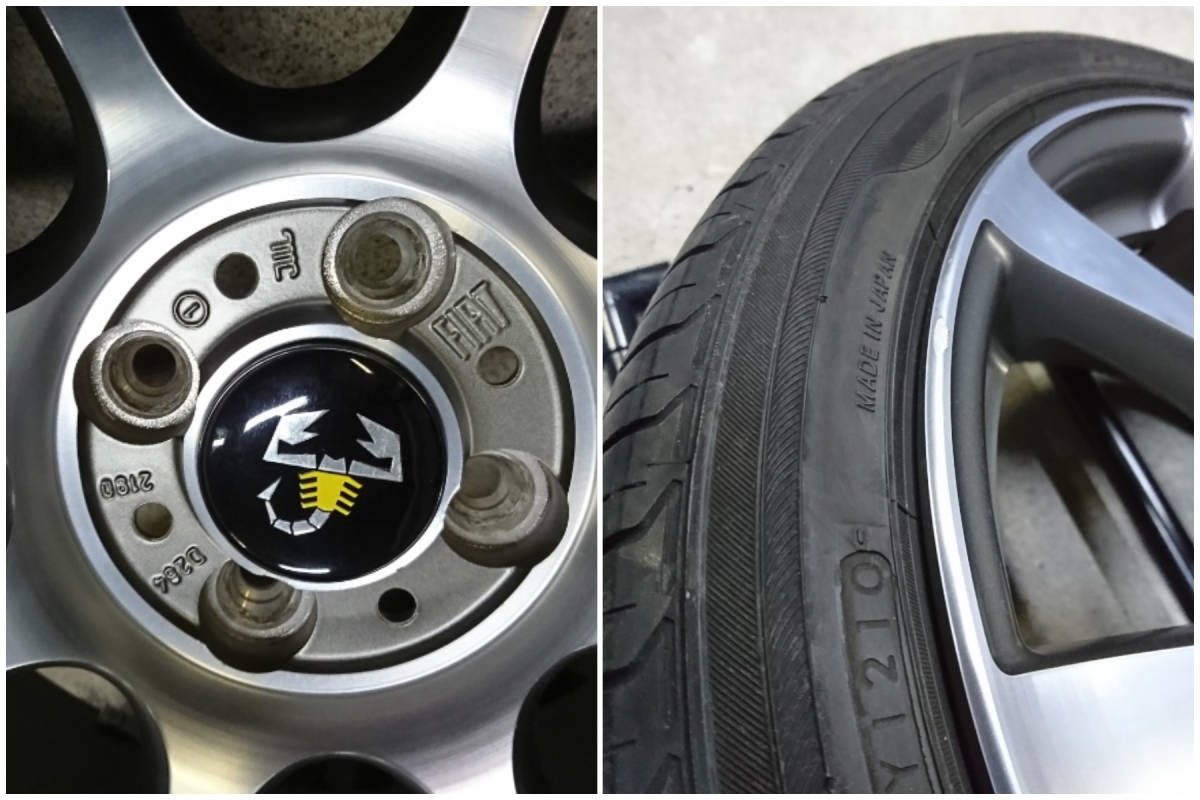 195/45R16 バリ溝 PCD98 6.5J フィアットアルミホイール付き4本セット