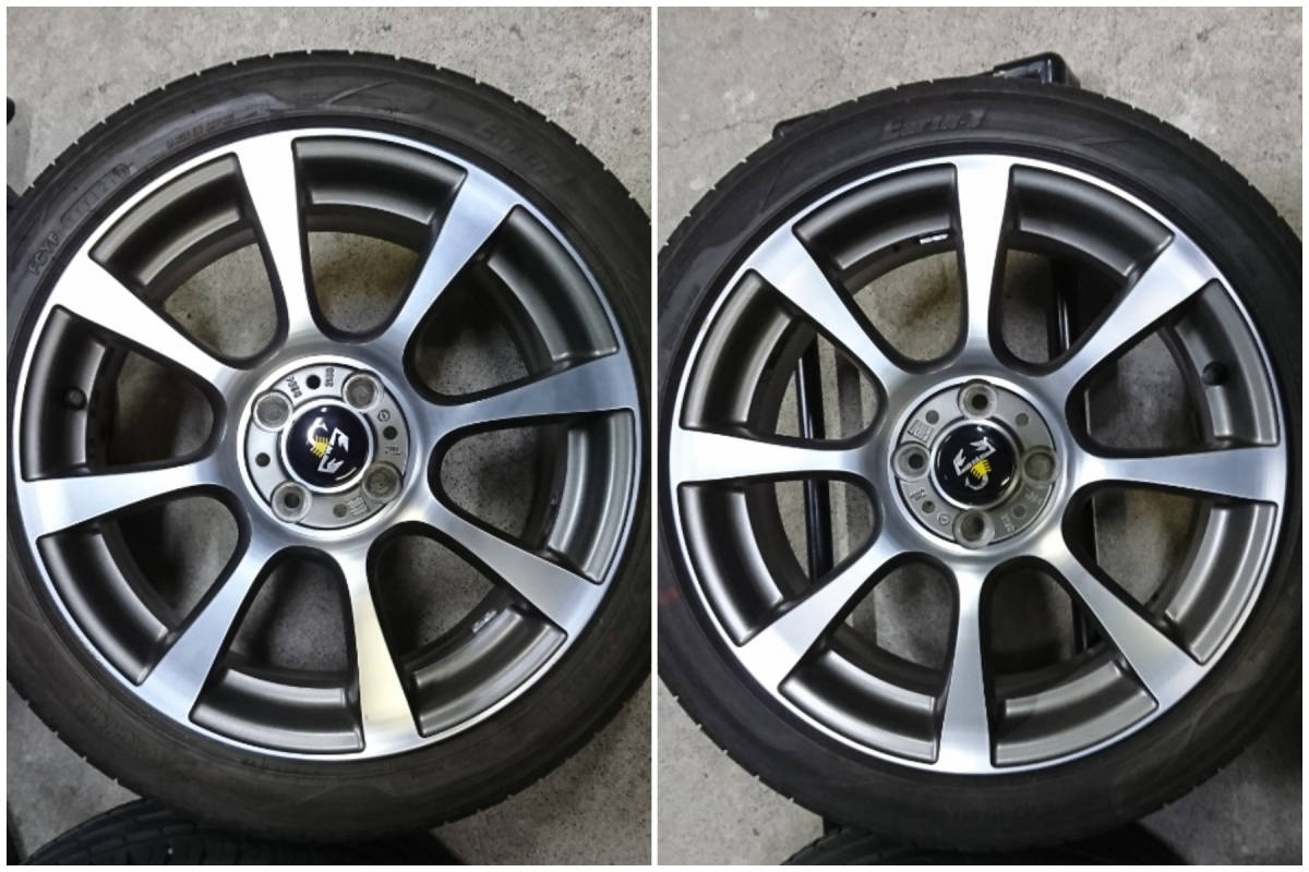 195/45R16 PCD98 アバルト500 アルミホイールタイヤ4本溝あり 195/45R16 バリ溝 PCD98 6.5J フィアットアルミホイール付き4本セット