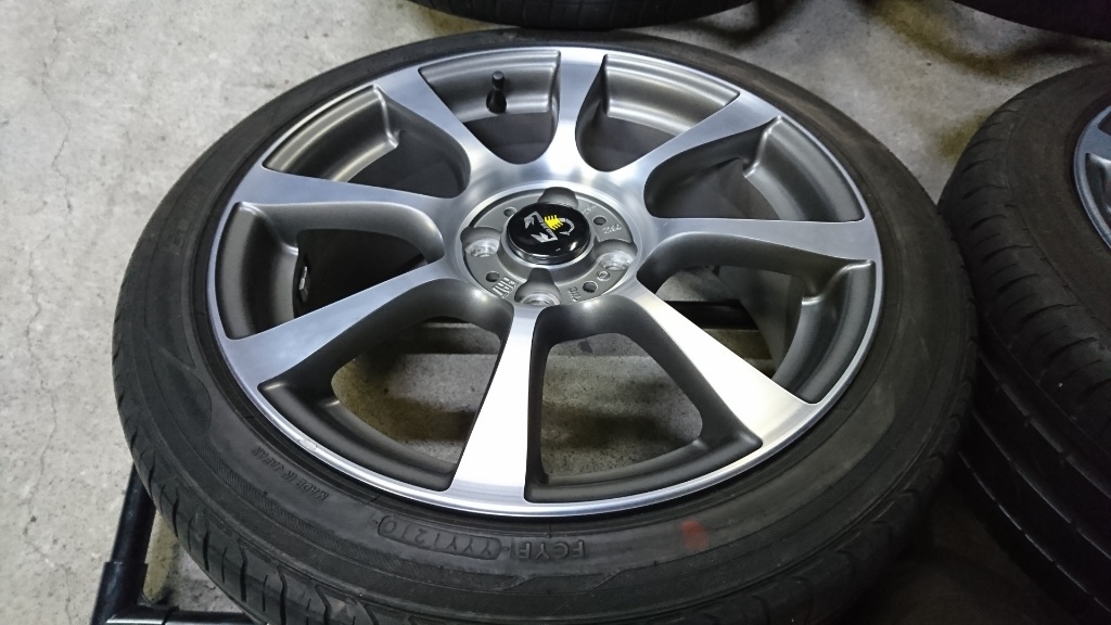 195/45R16 バリ溝 PCD98 6.5J フィアットアルミホイール付き4本セット
