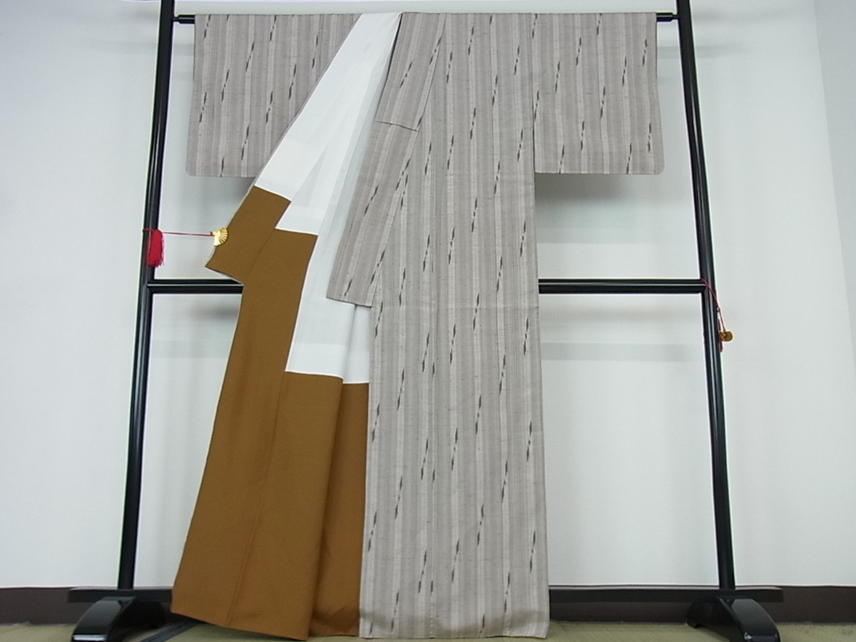 着物屋こころ□ぜんまい紬 間道 正絹 逸品 jd2397 【公式通販】