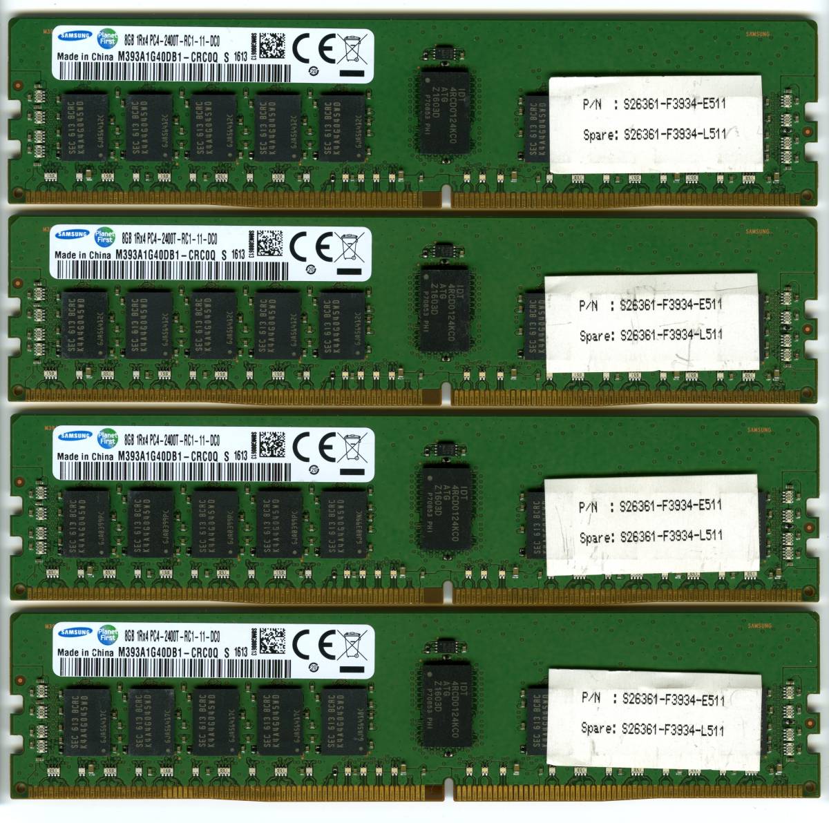 Samsung、DDR4-2400、ECC Registered、8GB×4枚セットで32GB、中古 Z440