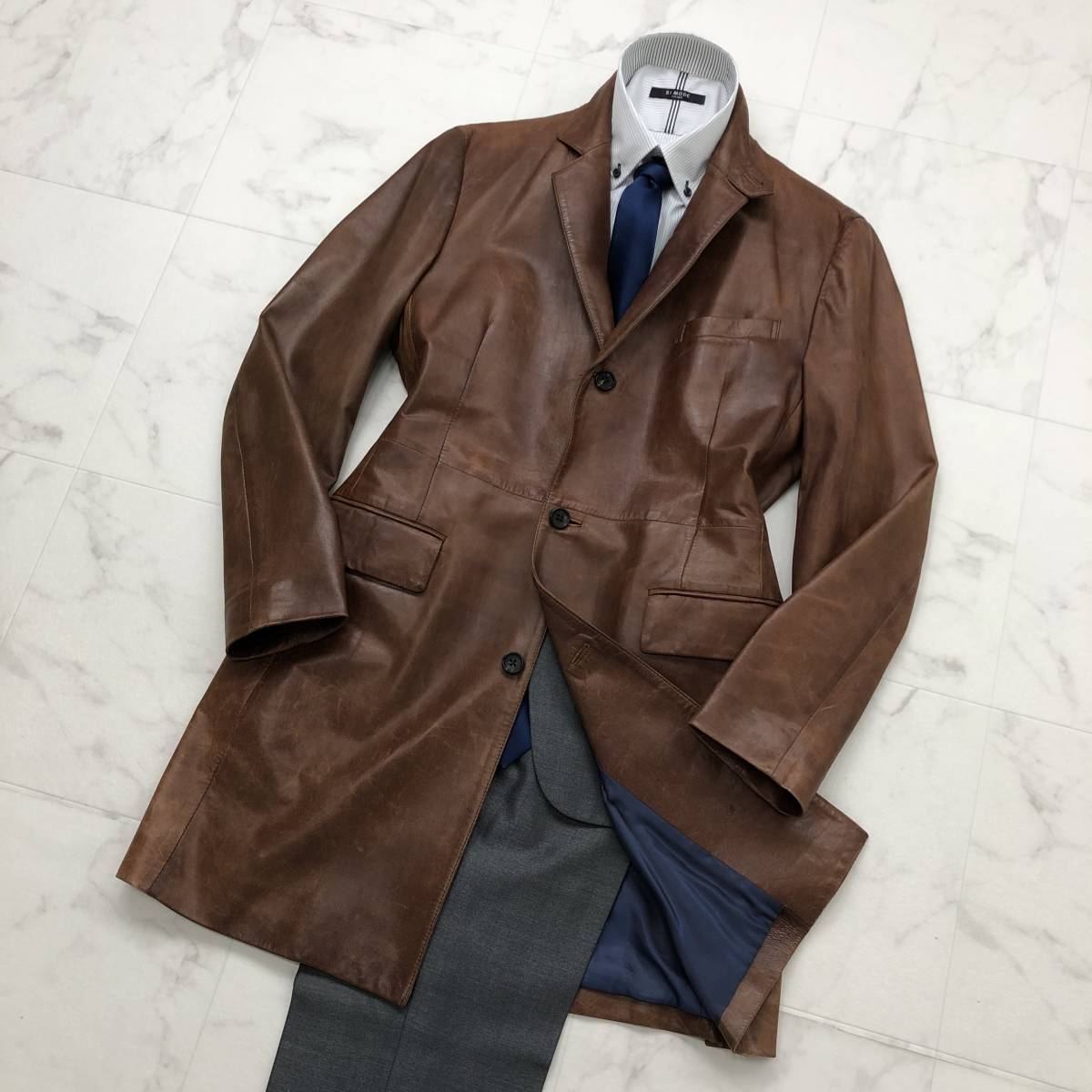 極上逸品☆ポールスミス【Paul Smith】レザーチェスターコート メンズ