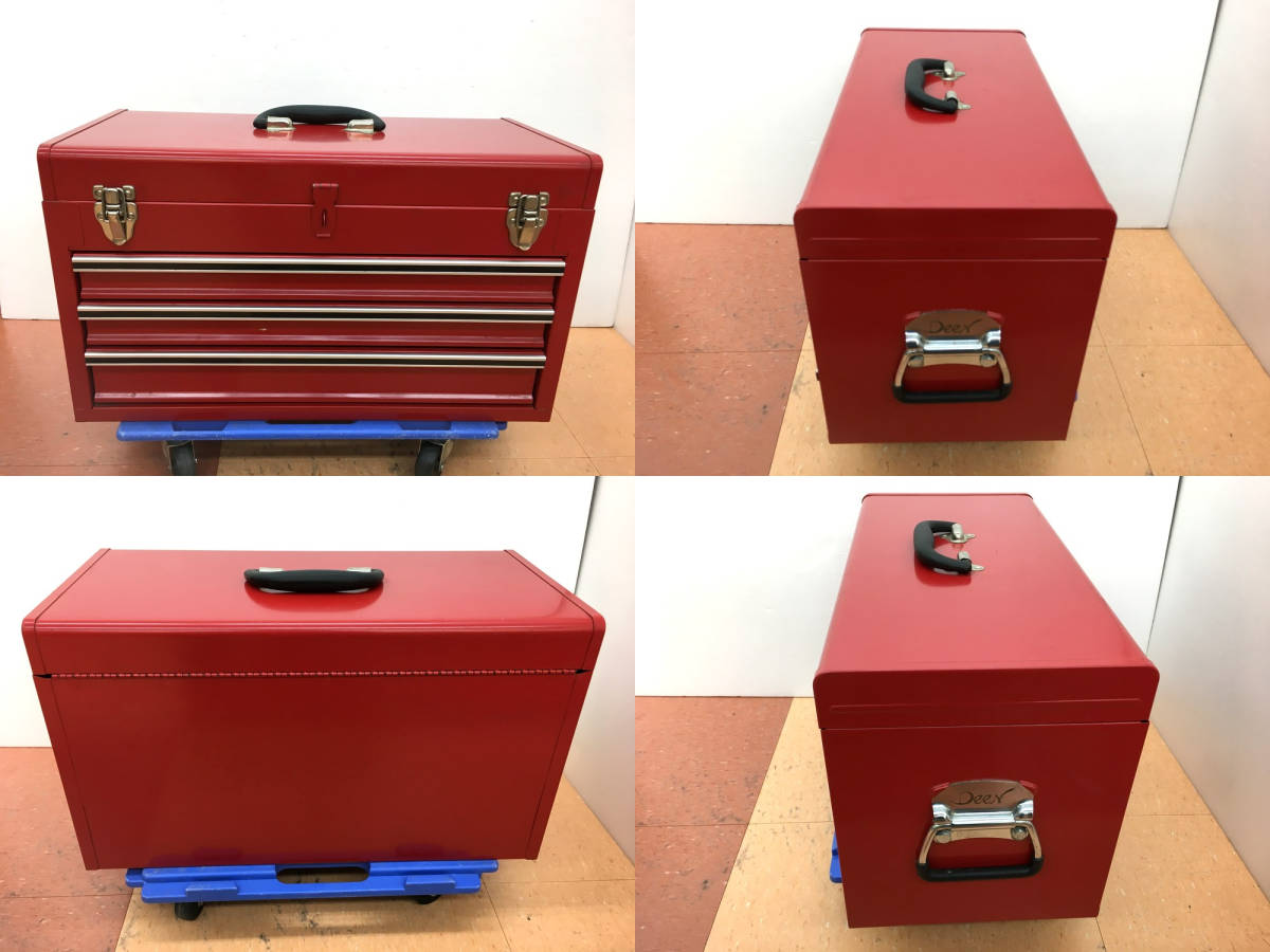 ○【同梱不可】中古美品 Deen ディーン 3段ツールボックス 工具セット 
