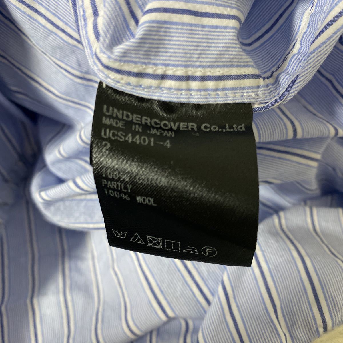 美品 名作 ジョニオ 着 under cover 裏 縮絨 ストライプ シャツ 2 