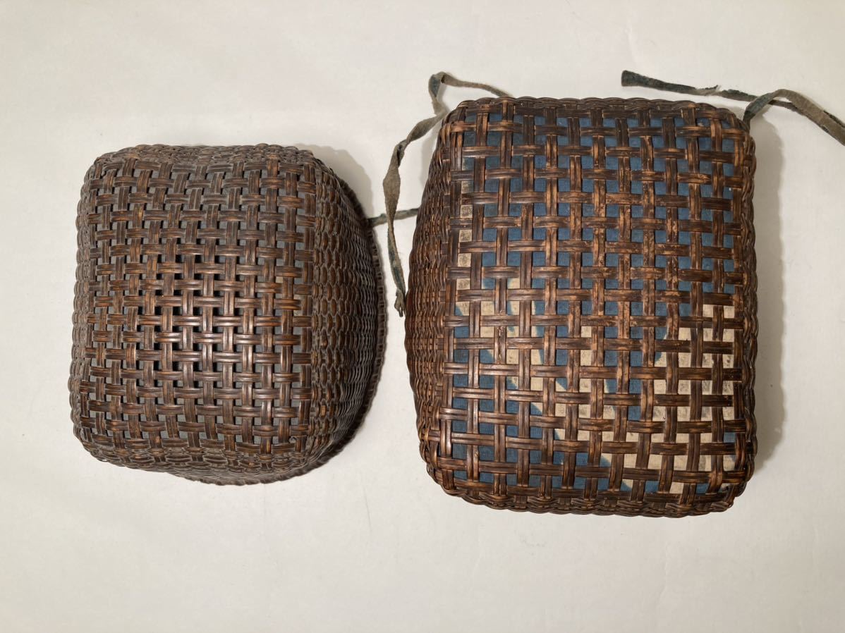 時代 茶籠 煎茶道具 籠 茶箱 野立籠 茶箱 古竹 茶籠