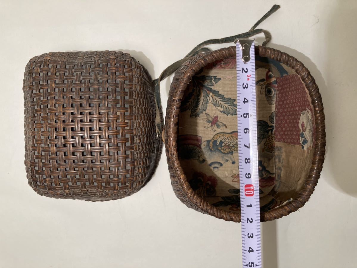 時代 茶籠 煎茶道具 籠 茶箱 野立籠 茶箱 古竹 茶籠