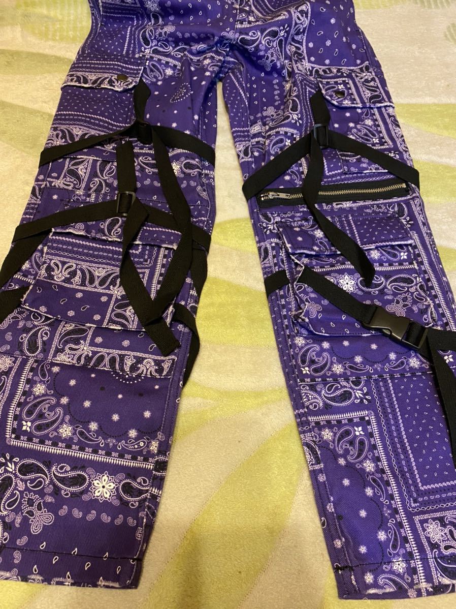 希少 NUBIAN限定 ROGIC ロジックカラー ペイズリー柄 パープル L 売切！rogic paisley bontage pants s 美品 紫 nubian限定品(ロジック