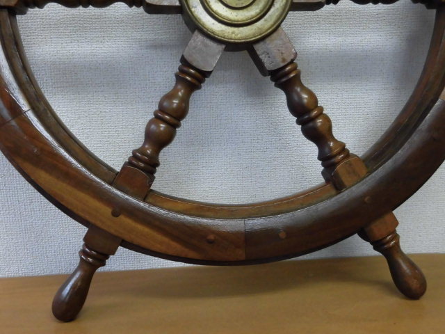 220401-1Y-G]【中古品】日本郵船？ 船舶用 船のハンドル 舵輪 木製 船