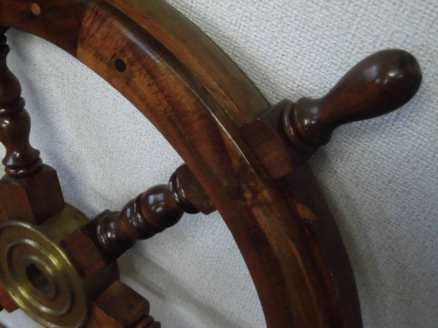 220401-1Y-G]【中古品】日本郵船？ 船舶用 船のハンドル 舵輪 木製 船
