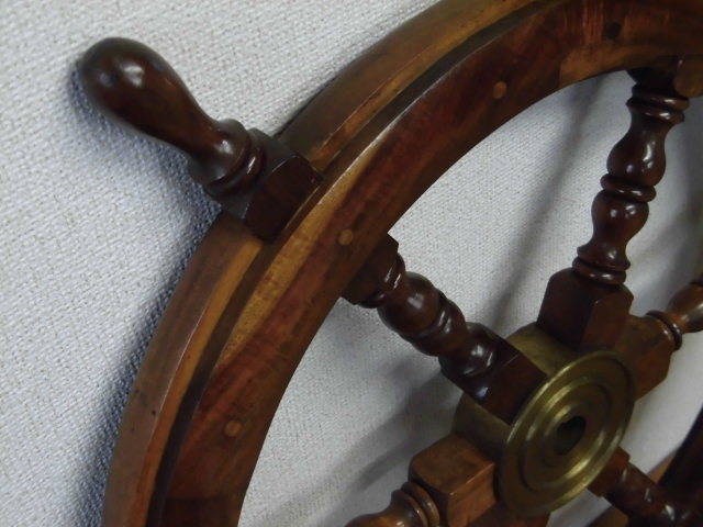 220401-1Y-G]【中古品】日本郵船？ 船舶用 船のハンドル 舵輪 木製 船