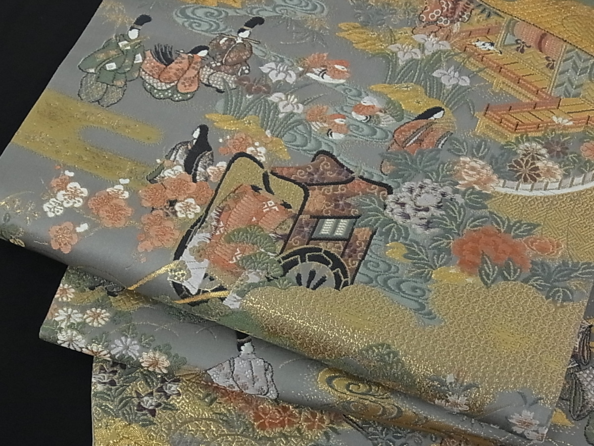 定番，お得 着物屋こころ□六通柄袋帯 唐織 風景人物花鳥文