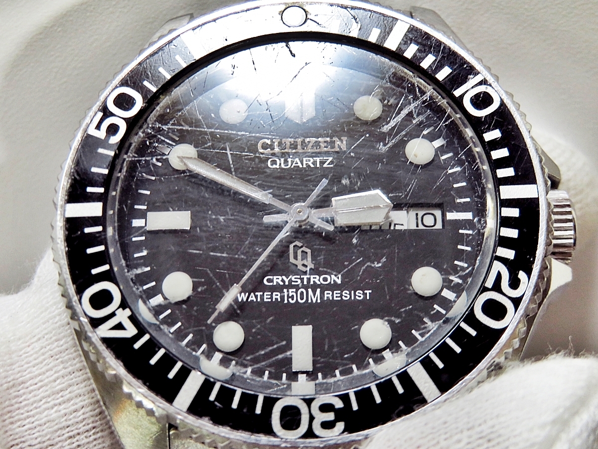 Crystron Citizen Diver 4-732308 Quartz TA CITIZEN water Resist 