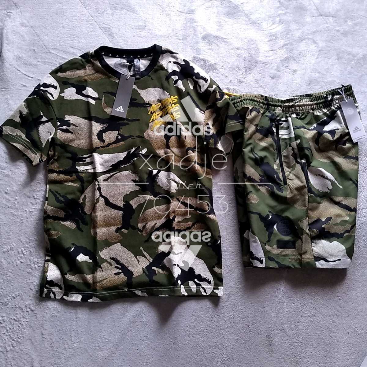 正規品 Adidas アディダス 上下セット Tシャツ ハーフパンツ セットアップ ロゴ プリント Camo柄 カーキ 茶 迷彩 L アディダス 売買されたオークション情報 Yahooの商品情報をアーカイブ公開 オークファン Aucfan Com