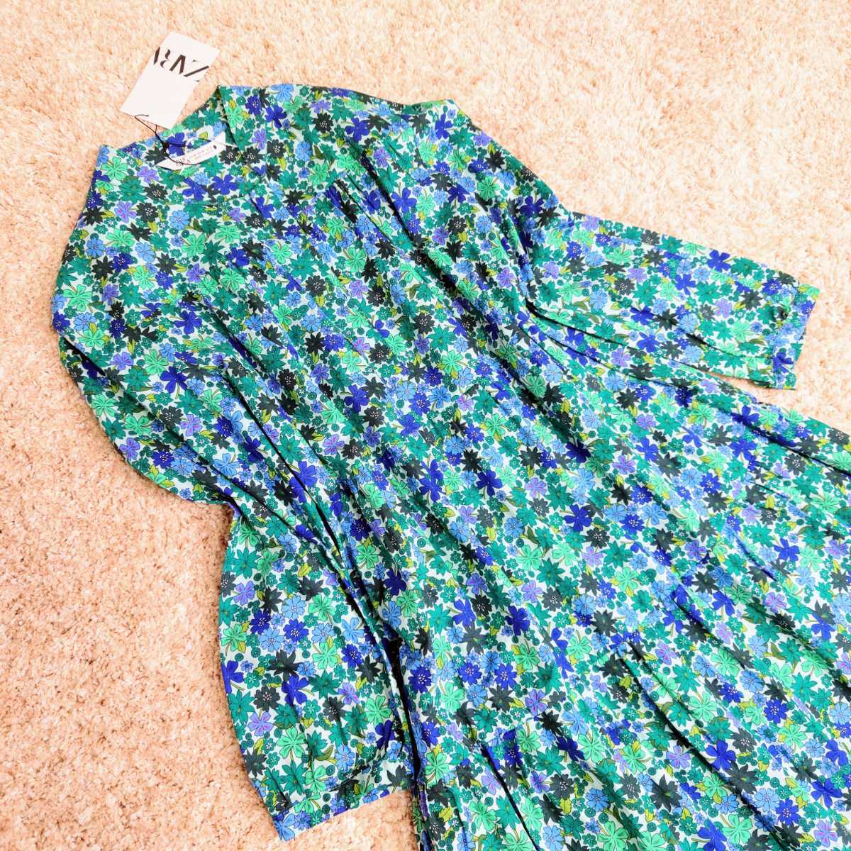 品 Zara ザラ ロングワンピース マキシ丈ワンピース クローバー 四つ葉 長袖 総柄 グリーン 緑 青 タグ付き M ワンピース 売買されたオークション情報 Yahooの商品情報をアーカイブ公開 オークファン Aucfan Com