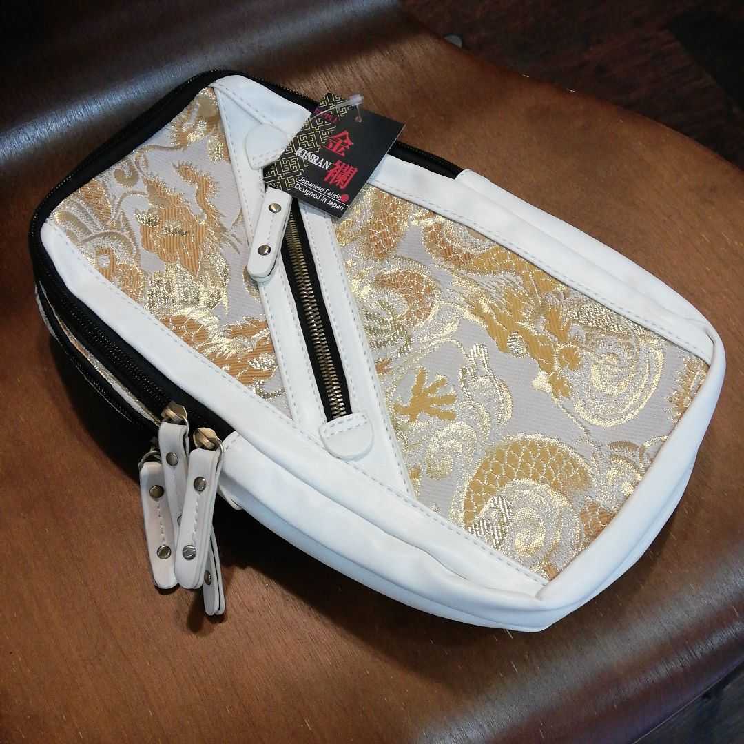 格安，SALE Ripple 和柄 金襴 ボディバッグ 白/金龍 ショルダーベルト左右対応 検/ 絡繰魂 豊天商店 雅結 参丸一 泥棒日記 華鳥風月(ショルダーバッグ)｜売買されたオークション情報、yahooの商品情報をア ショルダーバッグ