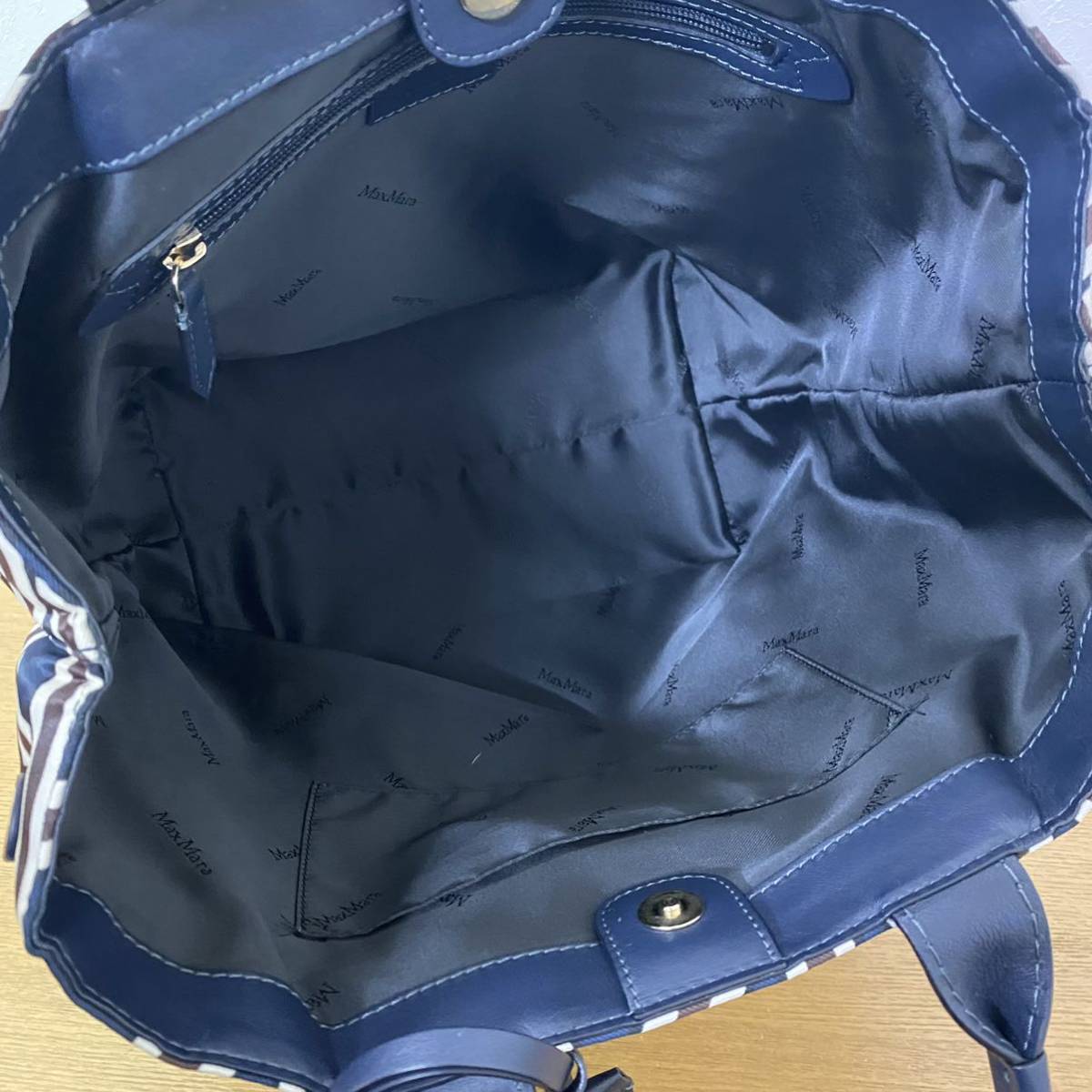 美品 Max Mara マックスマーラ トートバッグ ネイビー 便利 大容量 