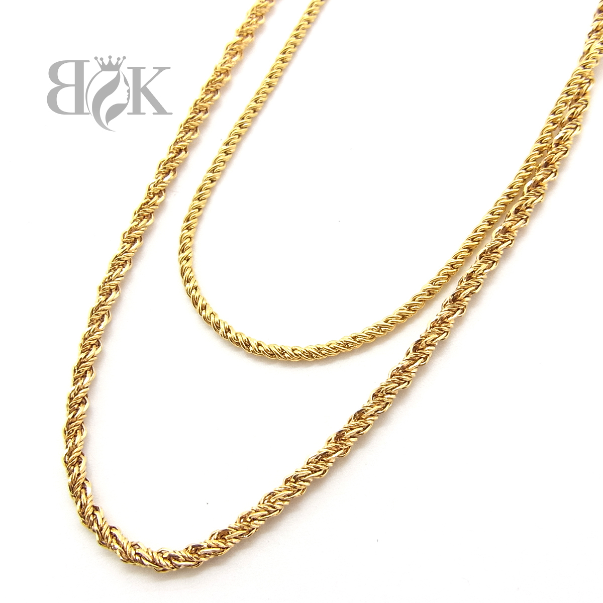 K18 2連 デザイン ネックレス 約27.6g 長さ：約55cm 幅：約1.8mm/約2.7 