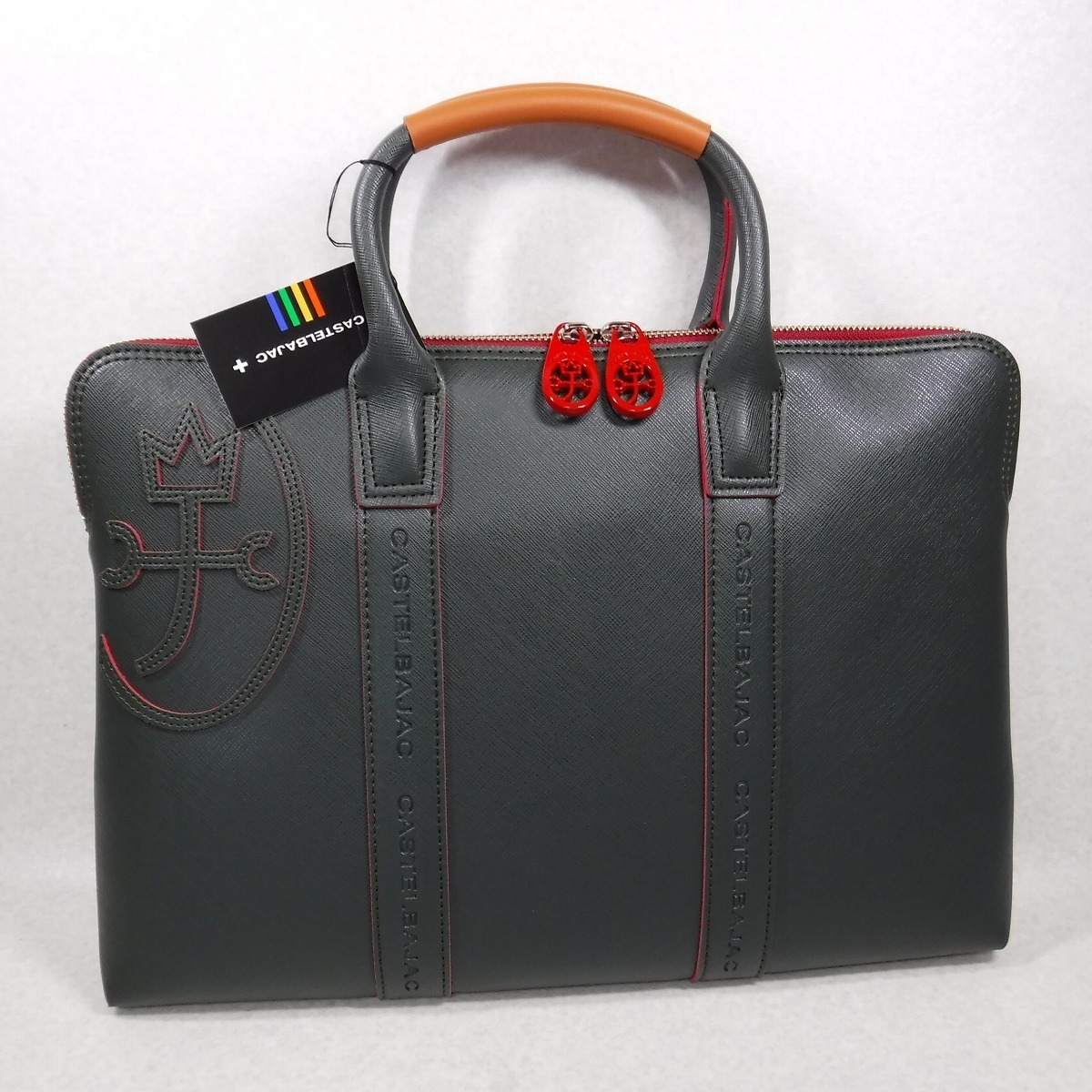 BB305 カステルバジャック 新品 家紋 軽量撥水 レザーブリーフケース