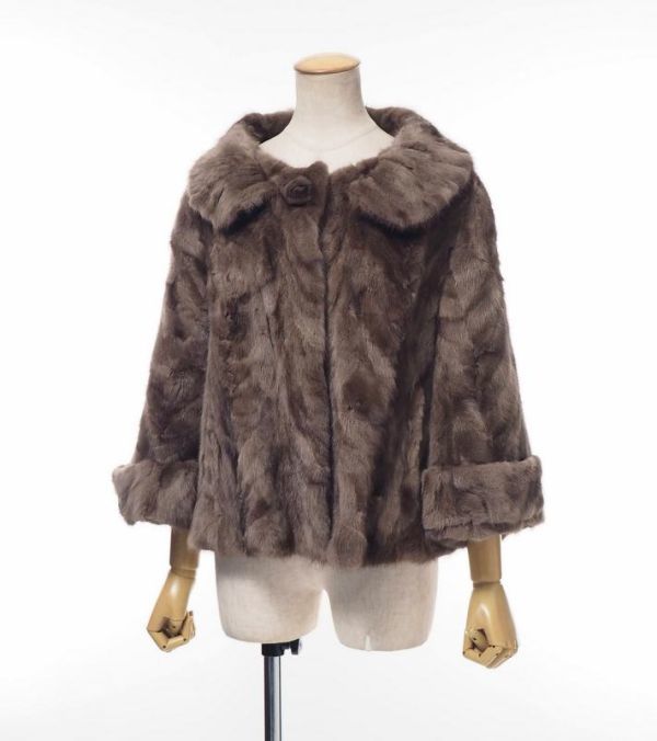 毛皮 リアルファー MINK デミバフミンク 肉厚 ブラウン セミロング L 毛皮 リアルファー MINK デミバフミンク 肉厚 ブラウン セミロング L