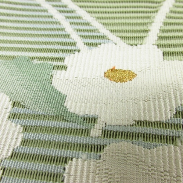 ★着物10★ 1円 絹 名古屋帯 絽 夏物 草花 お太鼓柄 八寸帯 長さ382cm [同梱可] ☆☆☆☆