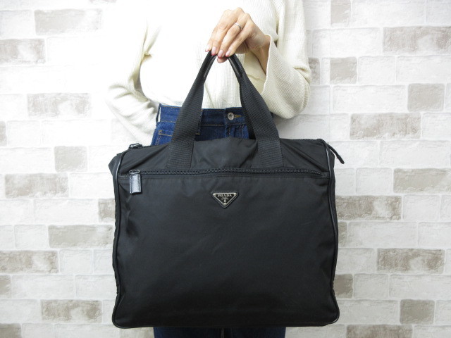 美品】プラダビジネスバッグトートサフィアーノレザー黒ブラックA4