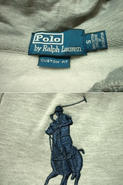 Ralph LaurenビッグポニースウェットジップパーカーSグレー星条旗USA