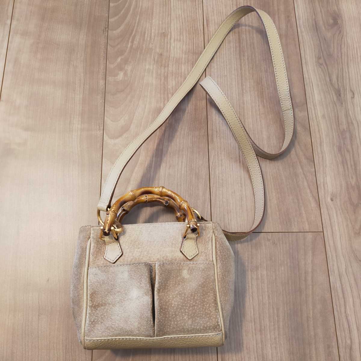 低価，最新作 GUCCI オールドグッチ グッチ バンブー スエード ミニ