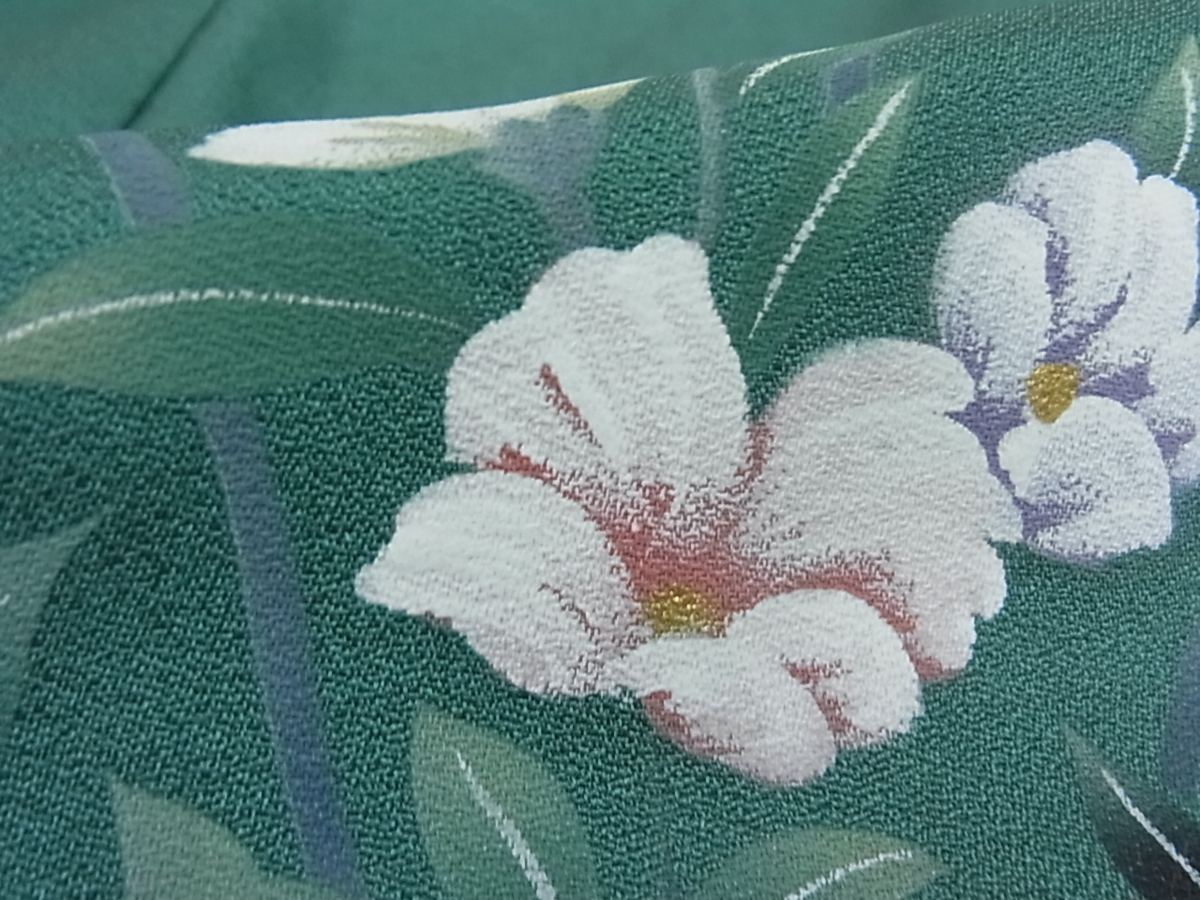 着物屋こころ■訪問着　友禅　刺繍　草花文　暈し染め　金彩　丹後ちりめん　反端付き　着丈157cm　裄63cm　正絹　逸品　A-ta1542 暈し染め 逸品 金彩 裄64.5cm B-fe3469 平和