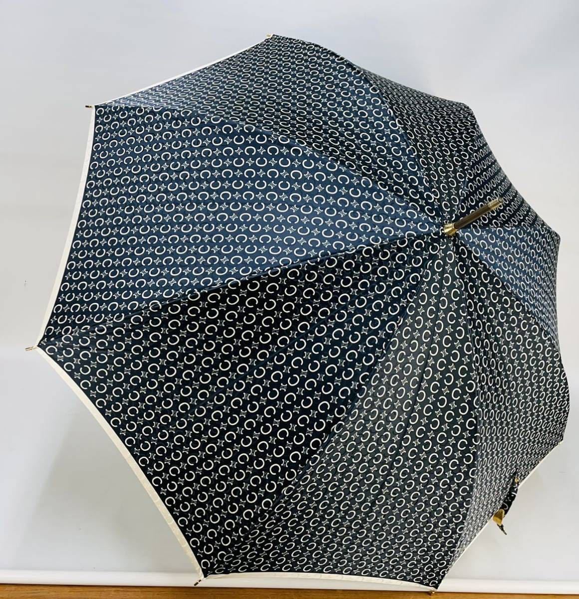 美品 CELINE セリーヌ 60cm 高級傘 ダブル＆マカダム ジャガード 
