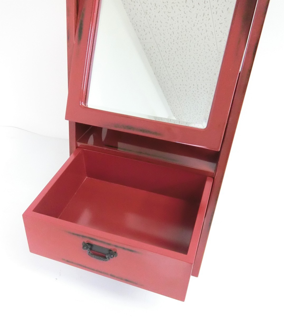 美品 根来塗 紀州塗 紀州漆器 工芸品 鏡台 姿見鏡 ミラー 化粧台 収納 