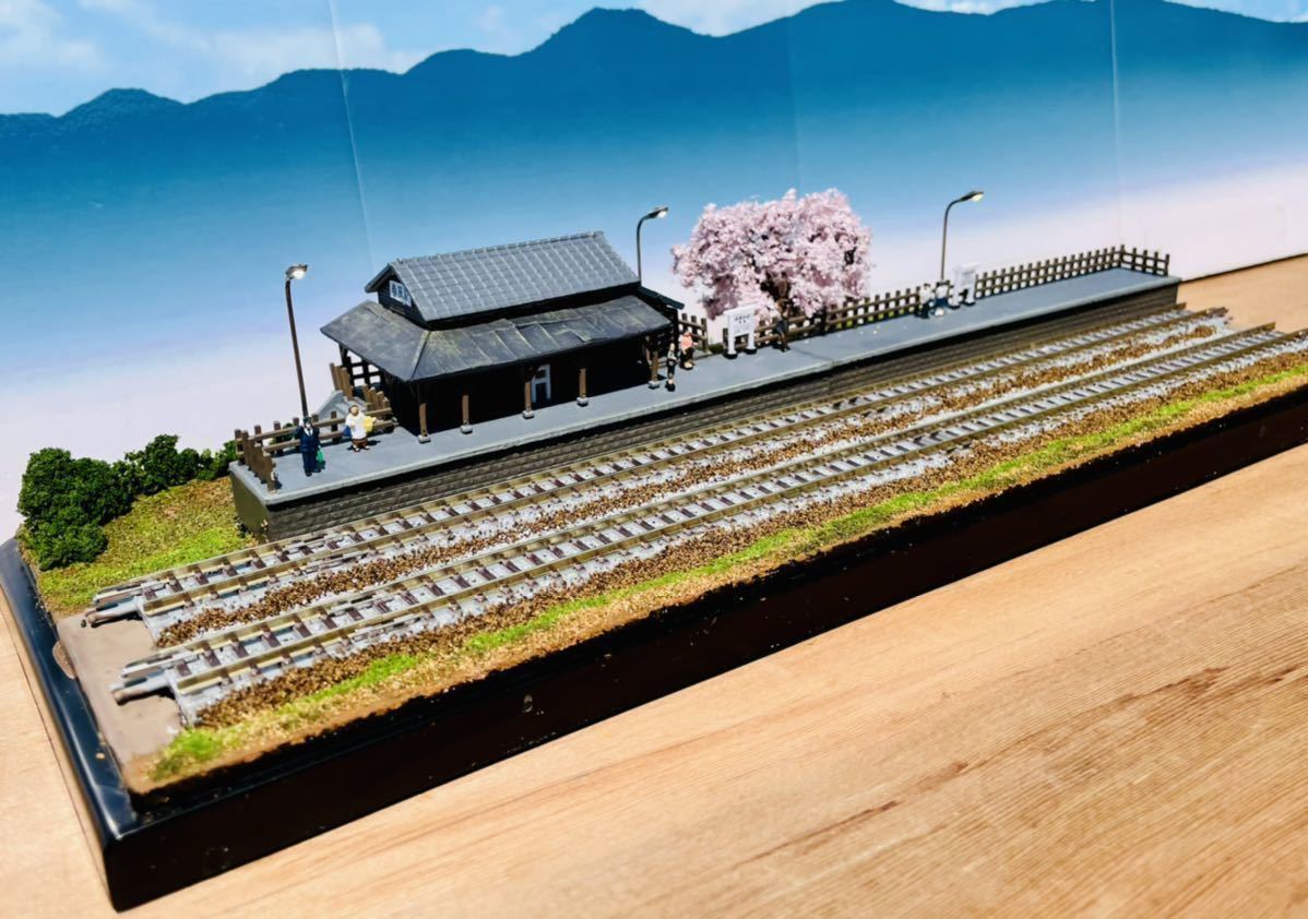 新品 Nゲージ ジオラマ 昭和の桜ローカル駅レトロ クリアケース 車両