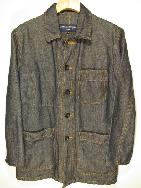美品 COMME des GARCONS HOMME メンズ 平織りデニム カバーオール S 春秋 コットンヘンプ
