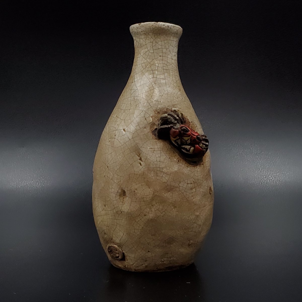 工芸品 【治】『玉井楽山』造 天神蟹彫 酒器三点☆共箱 徳利 猪口 盃