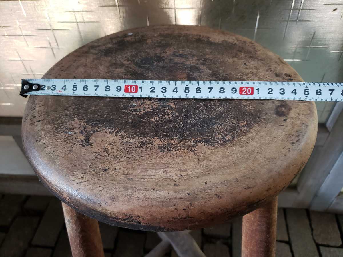 木製スツール　昭和レトロ　丸椅子　レトロな椅子　ヴィンテージ 昭和レトロ【ウッドスツール】高さ49cm/古い木製丸椅子/アンティーク