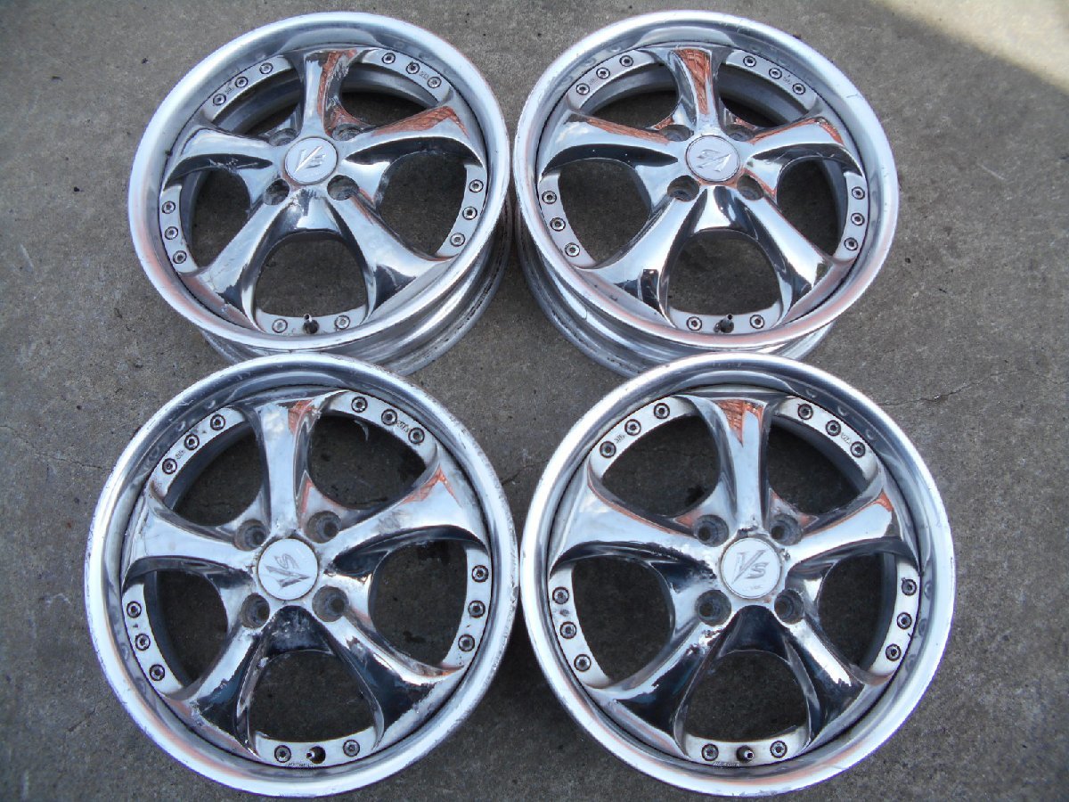 深リム!PCD100 Work VS-KF メッキ 5j/+42 ハブ約60㎜ 4本