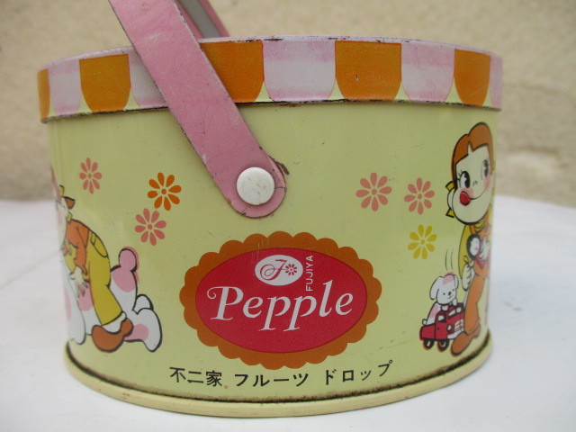 不二家 ペコちゃん ペップル フルーツ ドロップ 缶 昭和レトロ 当時物
