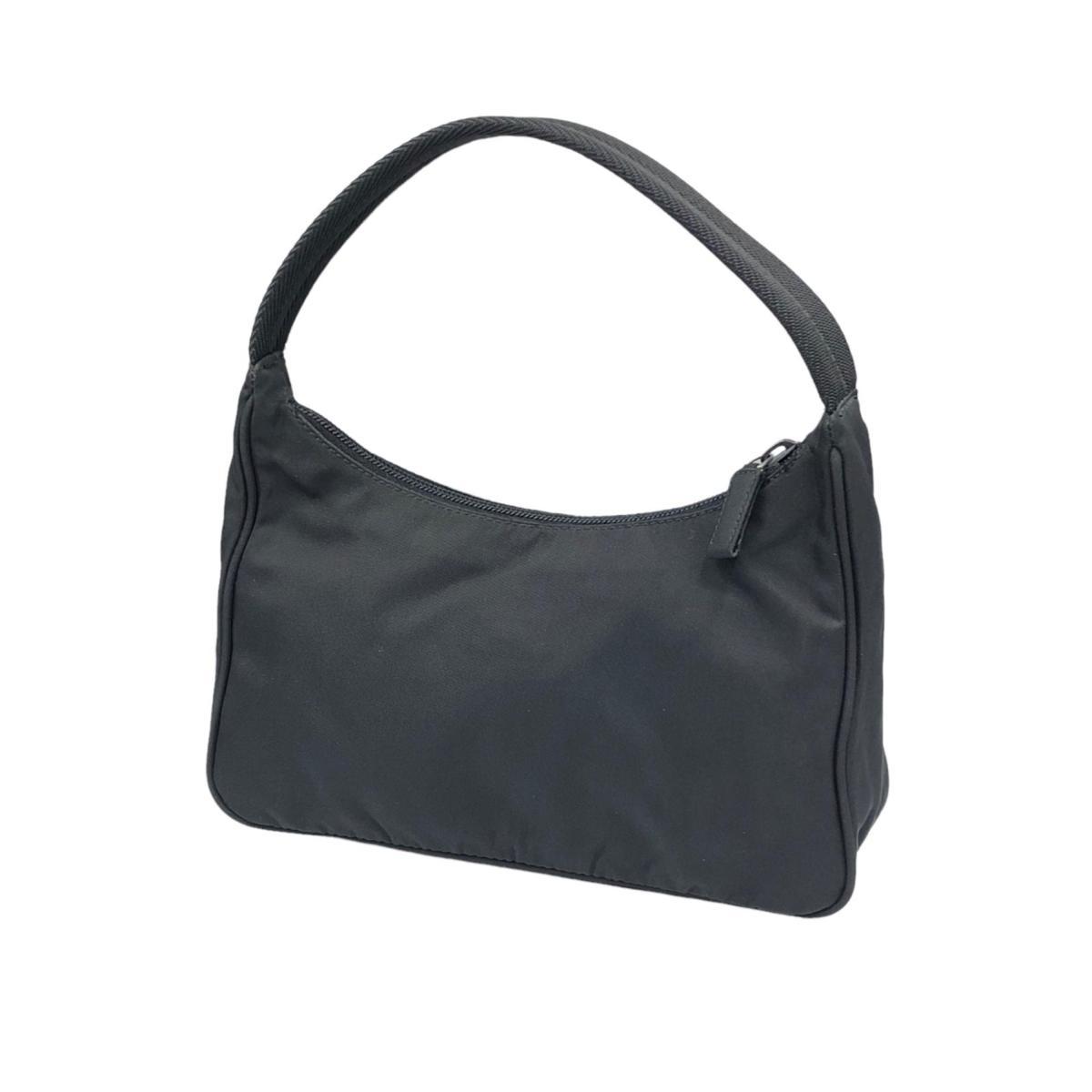 1円 PRADA プラダ 美品 ミニハンドバッグ ブラック 三角プレート