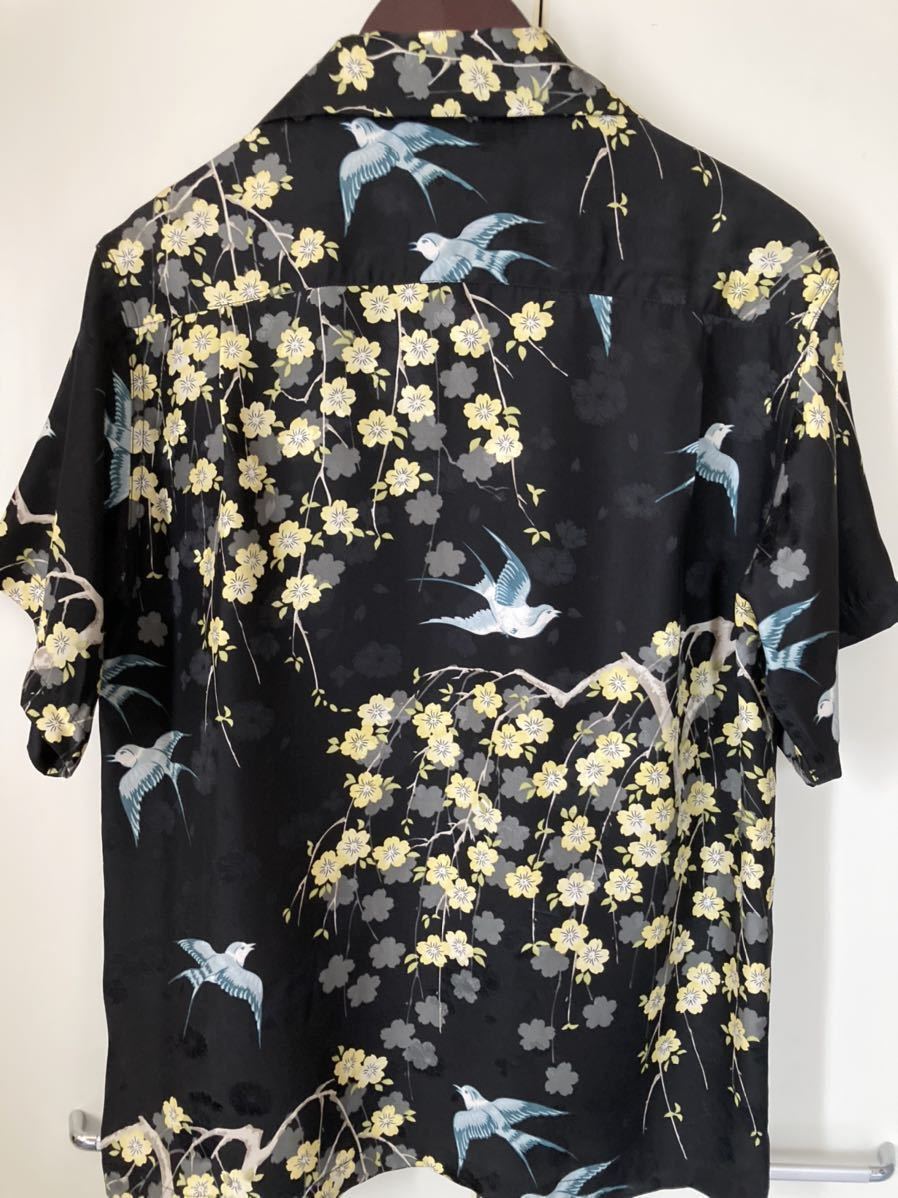 極美品◇マカナレイ MAKANALEI シルク アロハシャツ 和柄 ツバメ