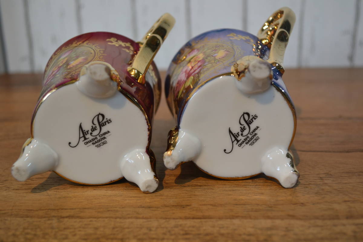 大橋陶器 Air de Paris 脚付き 金彩 カップ＆ソーサー 3客セット