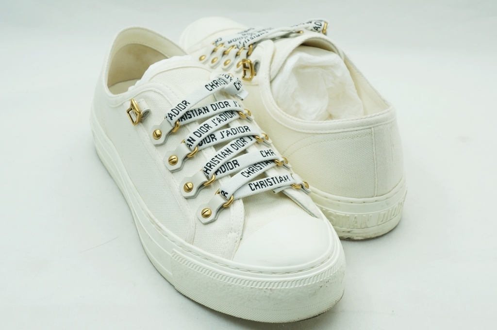 正規品，定番 品 DIOR ディオール Walk'n'Dior ウォーキンディオール スニーカー コットンキャンパス 38 k_ｂ(23.5cm)｜売買されたオークション情報、yahooの商品情報をアーカイブ公開 - オークファン 靴