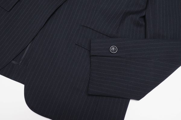 23区】美品 ストライプ セットアップ スーツ ネイビー 大きいサイズ 46