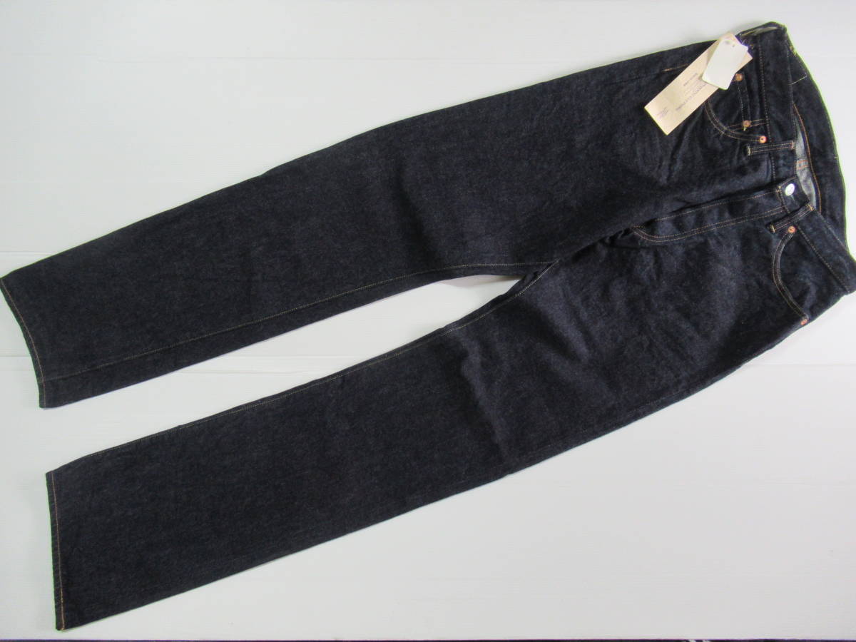 新品 DENIMEドゥニームXX 革パッチ釦フライセルビッジデニムパンツ濃紺 