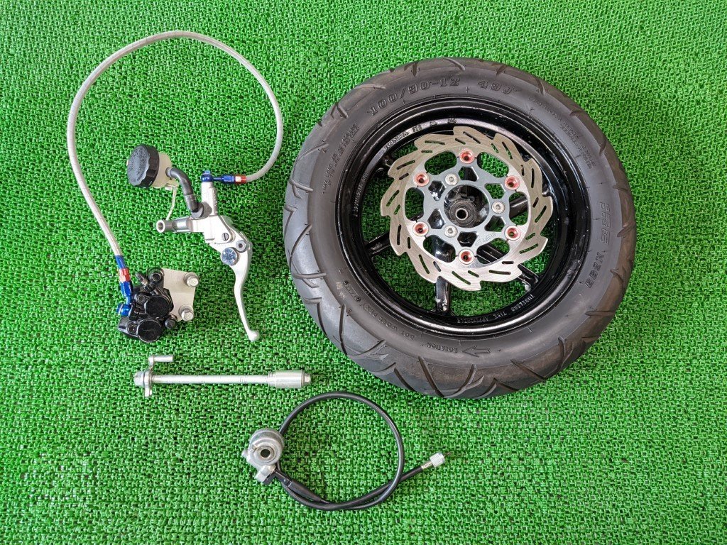 □カワサキ KSR80 フロントホイール NSR50 コンバージョンキット ポン 