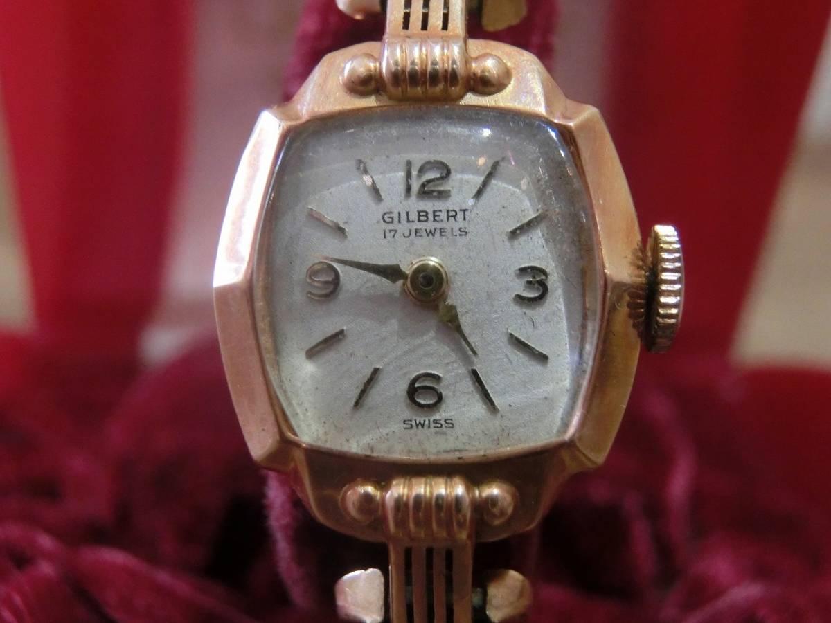 K18/GILBERT 17JEWELS/手巻きアンティーク時計/18金/SWISS(アナログ 