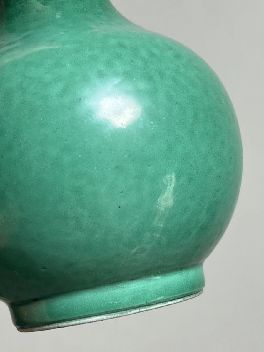工芸品 コレクター収集品(検索)中国 七宝 翡翠色 花瓶 清時代 緑