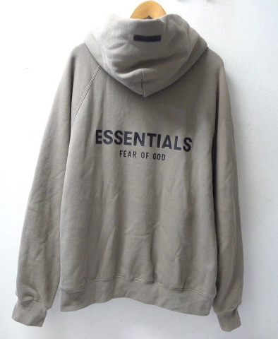 ◆国内正規　ESSENTIALS エッセンシャルズ FEAR OF GOD バック　ロゴ スウェット パーカー ベージュ系 サイズL　色褪せあり