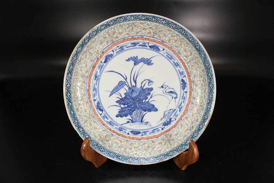 故宫博物院 中国美術 Yu φ47cm 青華折口皿 青花缠枝花纹折沿