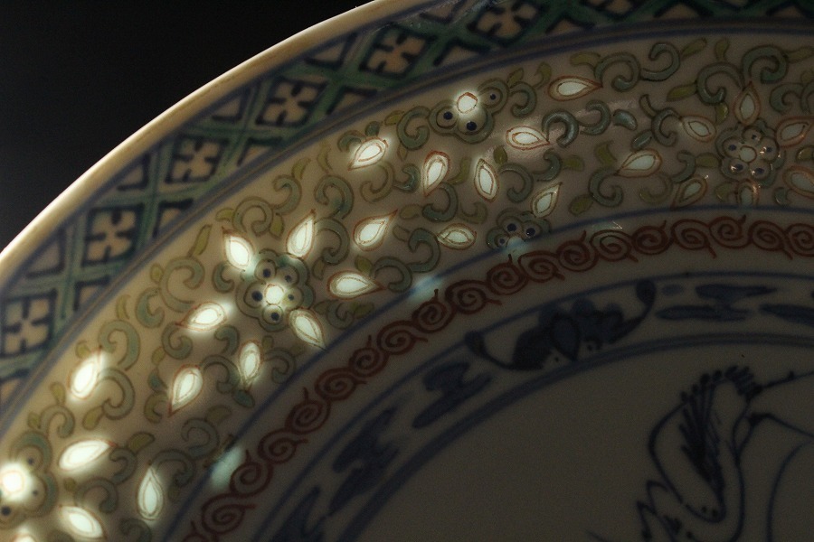 故宫博物院 中国美術 Yu φ47cm 青華折口皿 青花缠枝花纹折沿