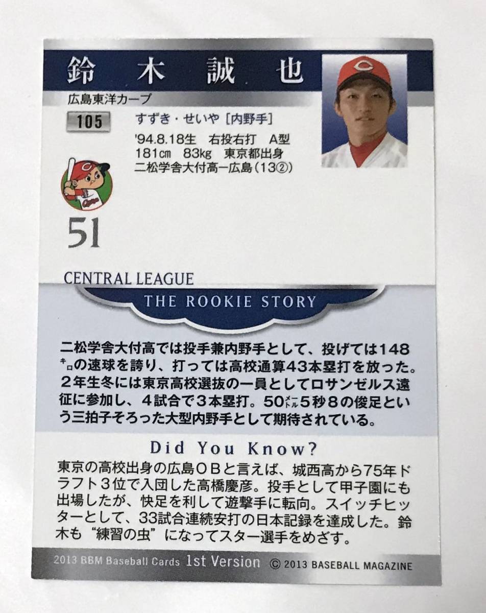 安いファッション 鈴木誠也☆BBM2013プロ野ベースボールカード